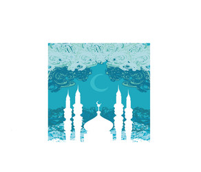 artistic pattern background with moon and mosque vector image