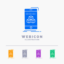 box 3d cube smartphone product 5 color glyph web vector image