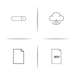 Files and folders sign simple linear icons set vector