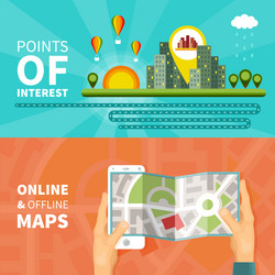 gps maps and navigation concepts set vector