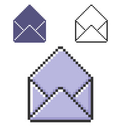 Pixel icon open empty envelope in three vector