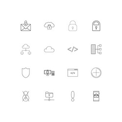 cyber security simple linear icons set outlined vector image