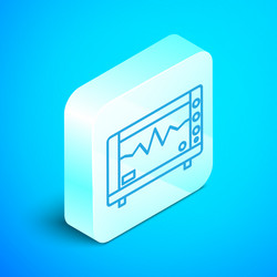 isometric line computer monitor with cardiogram vector image