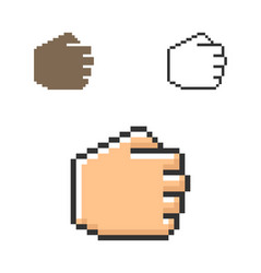 Pixel icon fist in three variants fully vector