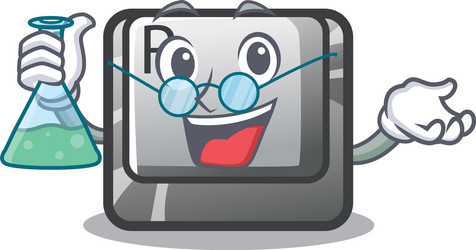 professor button r isolated with cartoon vector image