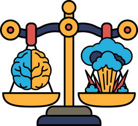a scale with two brains on one side and cloud vector image