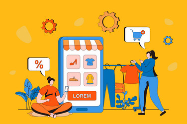 mobile commerce web concept in flat 2d design vector image
