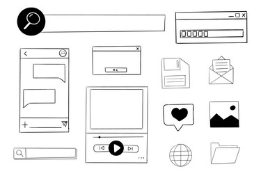 retro window browser frame y2k interface doodle vector image
