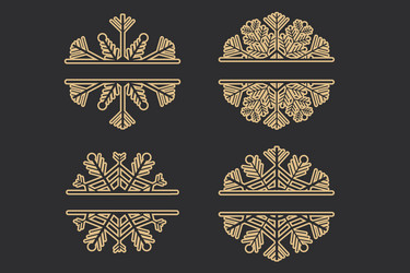 set decorations snowflake frame golden monogram vector image