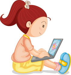 a girl with laptop vector