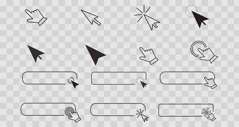 click here line frame interface bar with cursor vector image