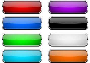 Web buttons colored shiny icons with chrome frame Vector Image