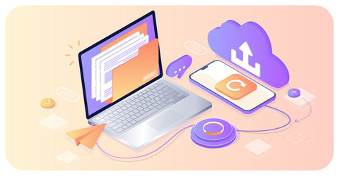 database with cloud server data set process vector image