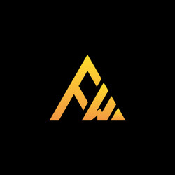 f w monogram initial logo with a yellow triangle vector image