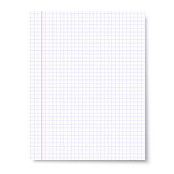 notebook checkered sheet of paper vector image