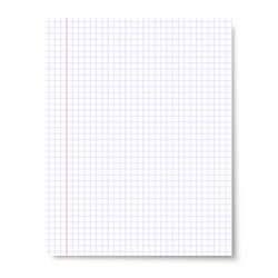 Notebook checkered sheet of paper vector