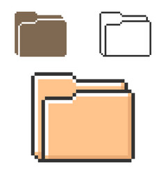 Pixel icon folder in three variants fully vector