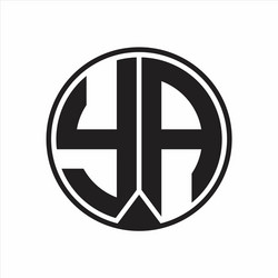 Ya logo monogram with hexagon line rounded design Vector Image