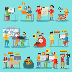 seo optimization elements set vector image