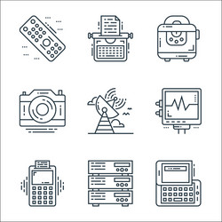technology devices line icons linear set quality vector image