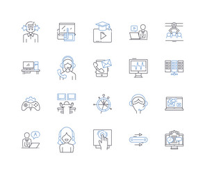 cognitive algorithms line icons collection vector image