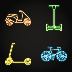 eco transport neon icon set vector