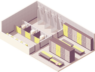 Sport club lockers room carton interior Royalty Free Vector