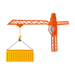 moving the container with a tower crane vector image