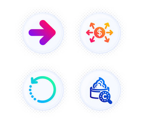 Next recovery data and dollar exchange icons set vector