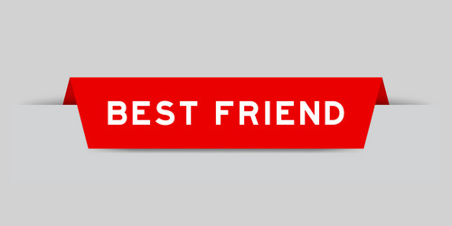 red color inserted label with word best friend vector