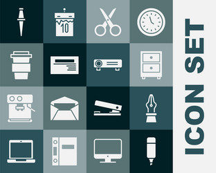 set marker pen fountain nib drawer with documents vector image
