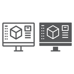 3d design line and glyph icon model computer vector image