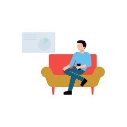 Boy is sitting on the couch vector