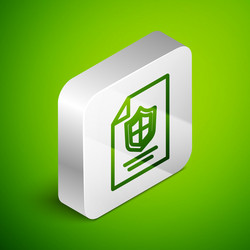 isometric line contract with shield icon isolated vector image