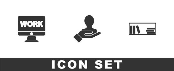 set monitor with text work hand for search vector image