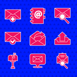 set outgoing mail speech bubble with envelope vector image