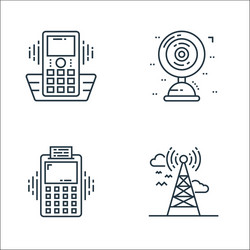 technology devices line icons linear set quality vector image