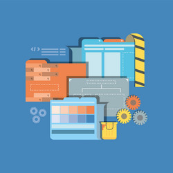 website under construction with desktop computer vector image
