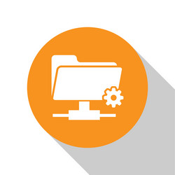white ftp settings folder icon on background vector image