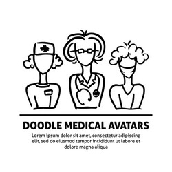 A doodle medical avatar team vector