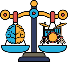 a scale with brain on one side and drum vector image