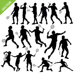 Badminton Players Silhouettes Vector Image