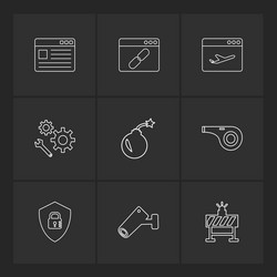 bomb shield camera whistle windows ui layout vector image