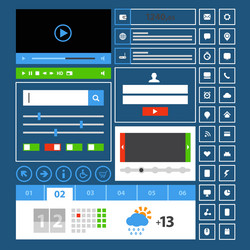 Flat lineart style media website elements template vector