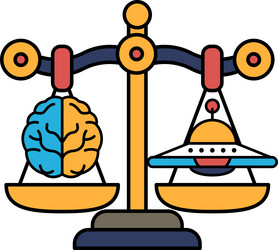 a scale with brain on one side and an alien vector image
