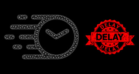 Grunge delay seal and web mesh clock vector