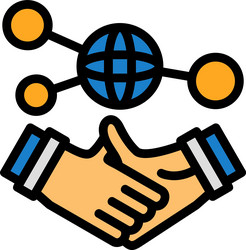 hand holding a handshake for networking line vector image