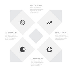 Icon chart set of statistic increase monitoring vector