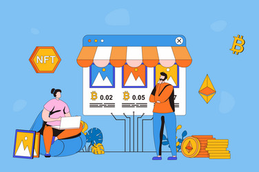 nft token web concept in flat 2d design vector image