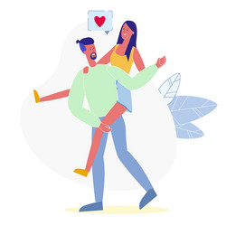 piggyback ride romance flat vector